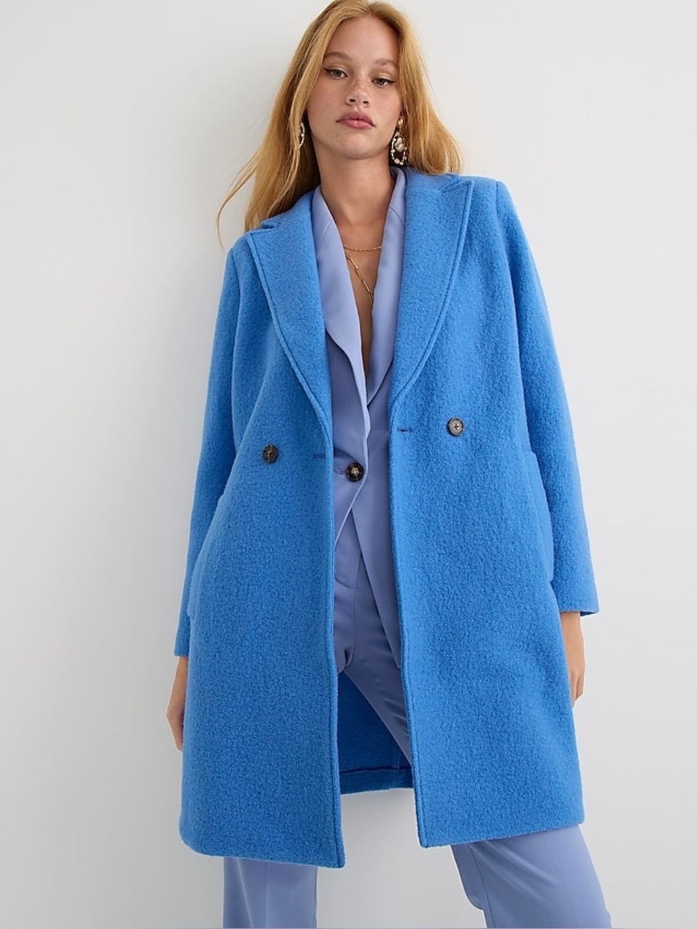 J.Crew Italian Boiled Wool Double Breasted Coat Cobalt Blue Size 12 New